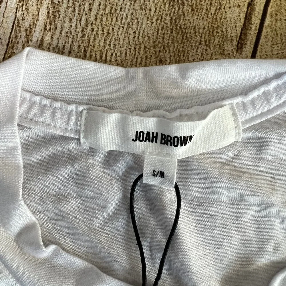 NWT Joah Brown Boyfriend Tee T-Shirt in White Size S/M - Picture 4 of 4